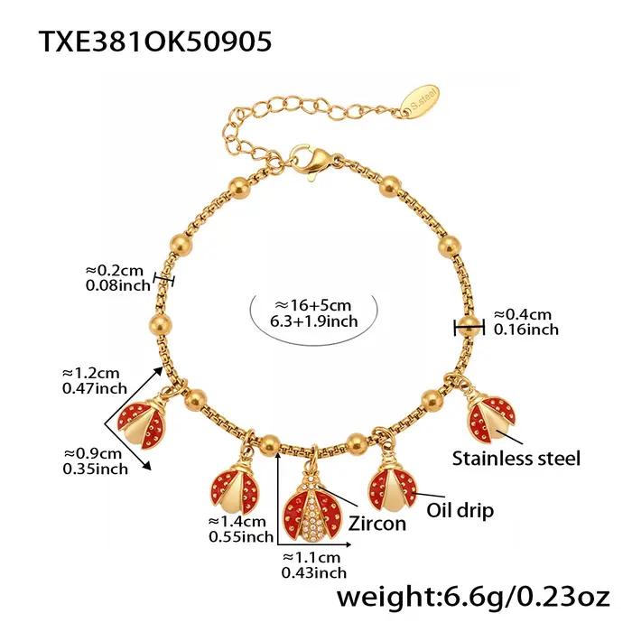 Collier pendentif coccinelle mignon plaqué or en acier inoxydable