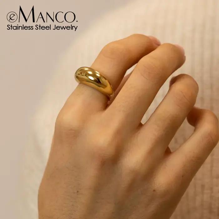 EManco Fashion - Nouveaux Anneaux Simples en Acier Inoxydable pour Femme