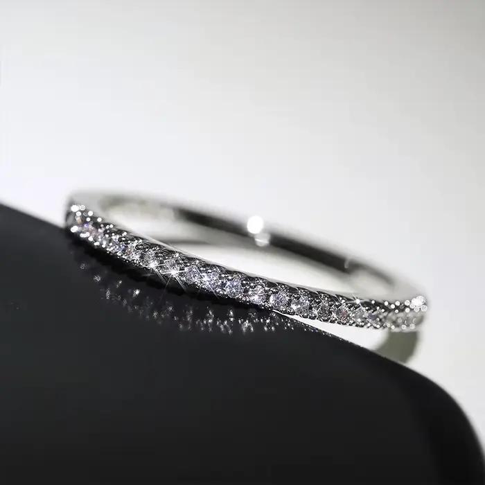 Huitan – bagues fines minimalistes pour femmes, bijoux de mariage en Zircon cubique brillant, de hau