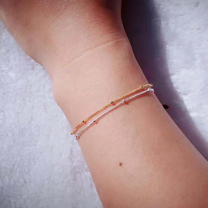 Bracelet fin en argent regardé 925 véritable pour femme
