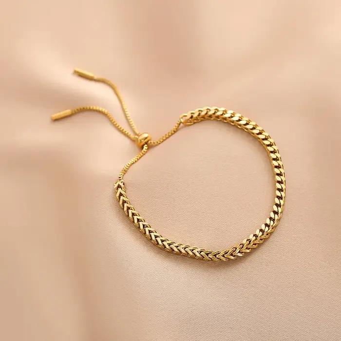 Bracelet ajustable à nœud coulissant pour femme - Acier chirurgical hypoallergénique - Chaîne de luxe minimaliste