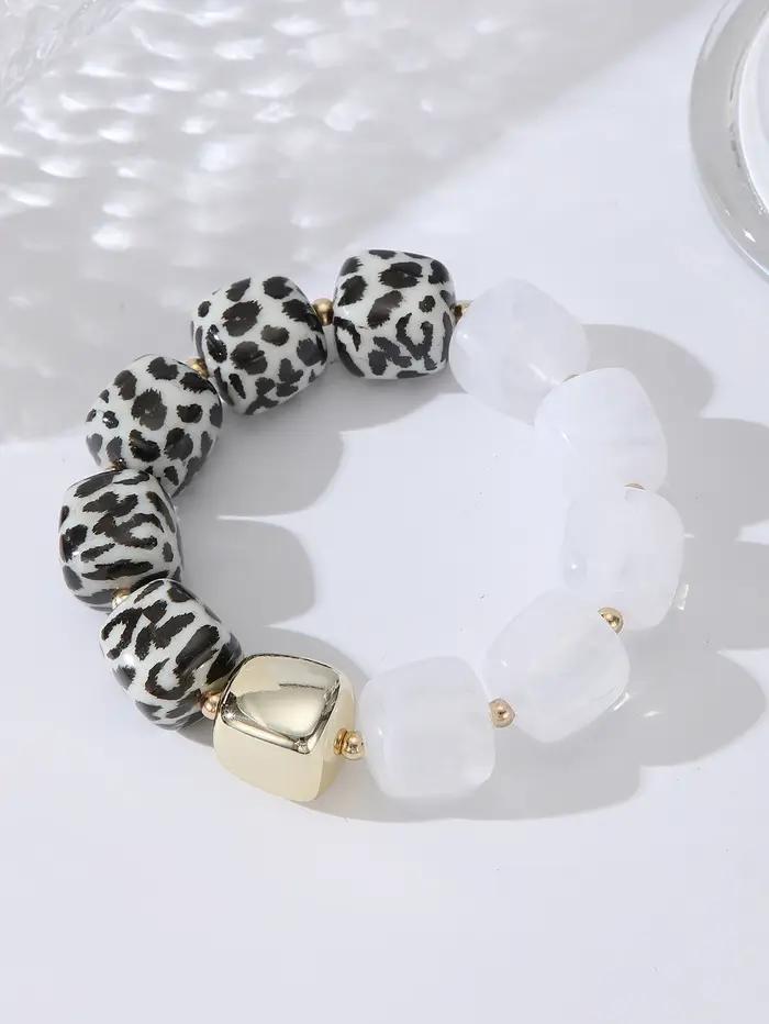 Bracelet en acrylique imprimé léopard pour femme