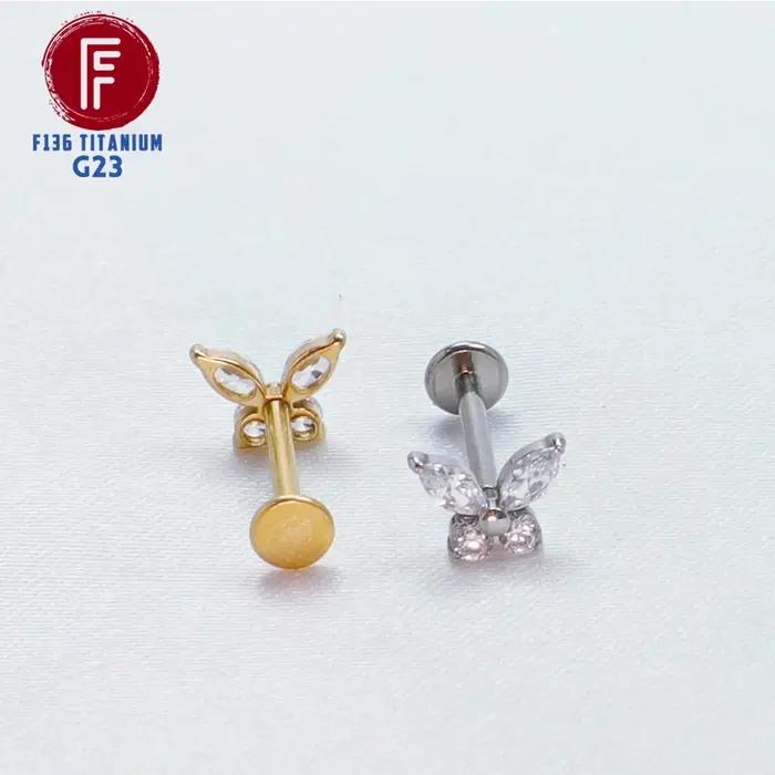 Piercing Tragus Jules Zcompresses sur Papillon F136 Titane Cartilage Spirale Septum ClUnicef Helix Femme 16G Labret Bijoux Accessoires