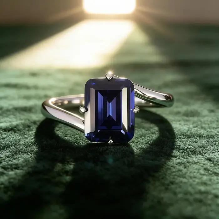 Wong Rain – bague Vintage en argent Sterling 100% 925, saphir de laboratoire à coupe émeraude, diamants à haute teneur en carbone, bijoux fins pour mariage et fiançailles