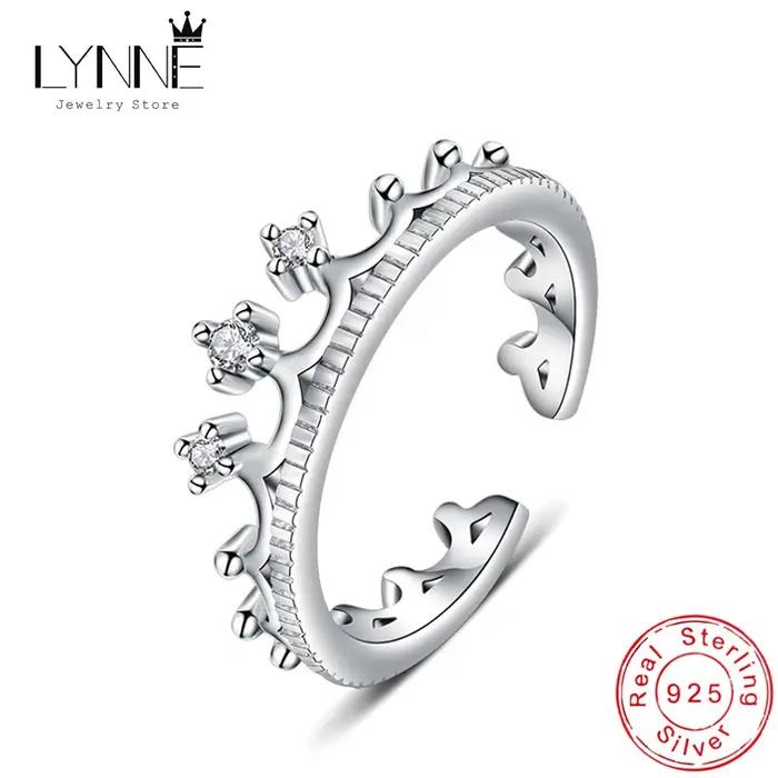 Bague couronne en argent 925 sertie de zirconium pour femmes et filles, ajustable, idéale pour les soirées de gala et les occasions spéciales