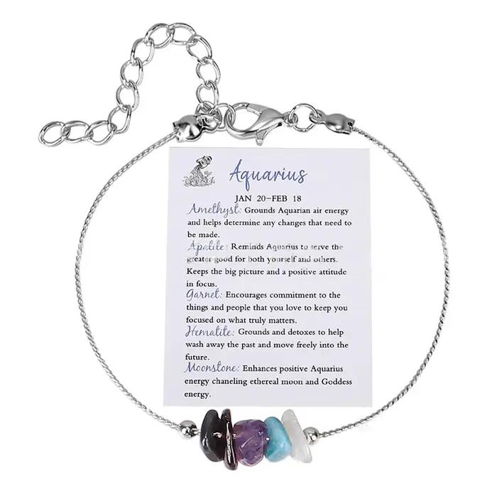 12 signes du zodiaque Bracelet femme cristal naturel Constellation bracelets Cancer vierge lion balance
