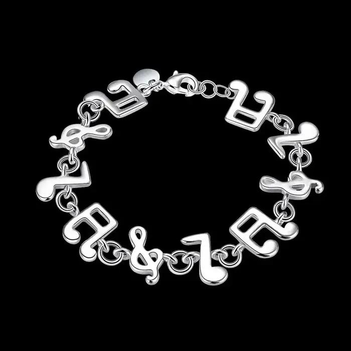Chaîne de notes musicales fines en argent Sterling 925