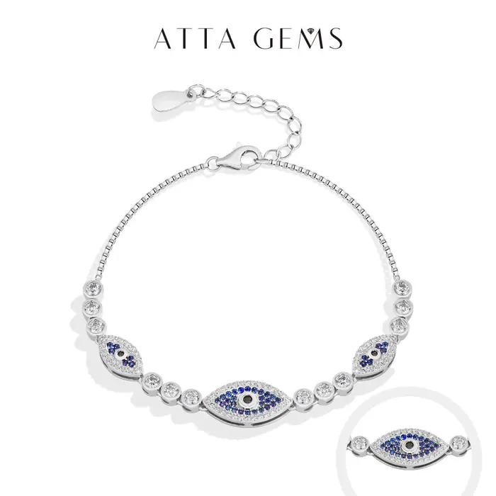 ATTAGEMS – Bracelet à breloques mauvais œil en argent Sterling s925