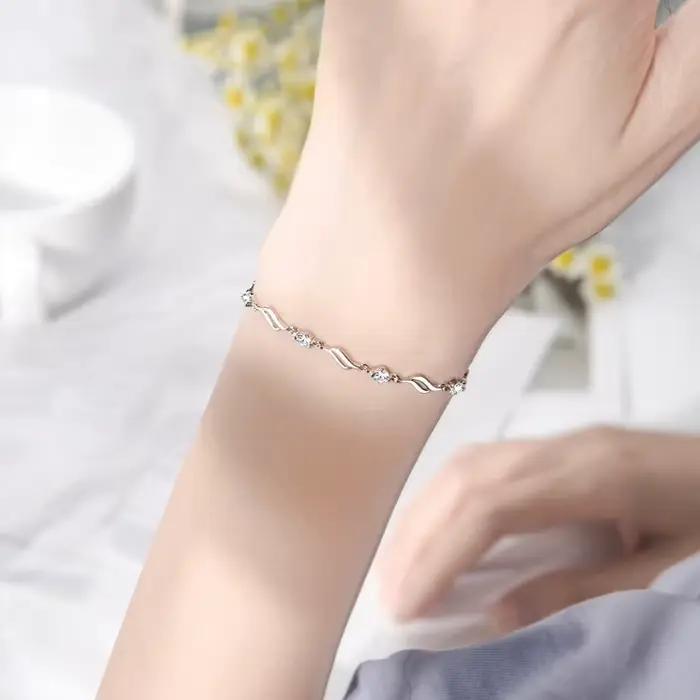 Bracelets rétro en argent Sterling 925 et cristal bleu pour femmes
