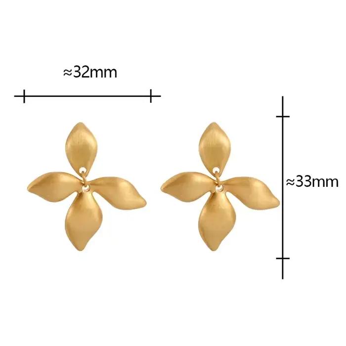 Boucles d'oreilles clous fleur brossées couleur argent pour femme, bijoux vintage, accessoire minimaliste, élégant et cool