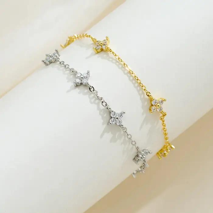 Bracelet à quatre trèfles en Zircon pour femmes