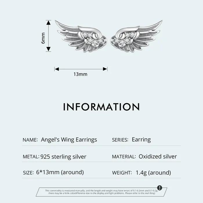 WOSTU – boucles d'oreilles ailes d'ange en argent Sterling 925