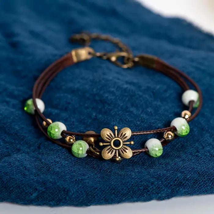 Bracelet de perles en céramique fait à la main pour femmes