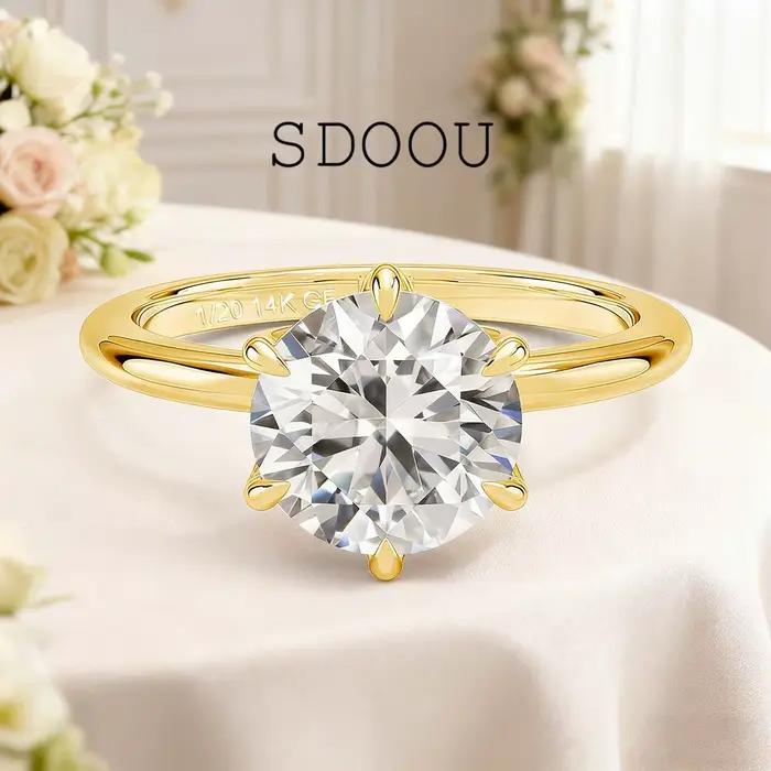 SDOOU – bague Solitaire en Moissanite à Six griffes