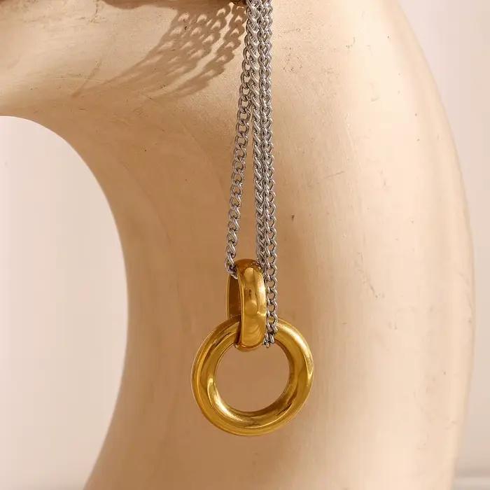 MamacitaSlay – bague minimaliste en acier inoxydable, collier Double couleur adapté au charme des femmes, bijoux de cou imperméables, cadeau de fête