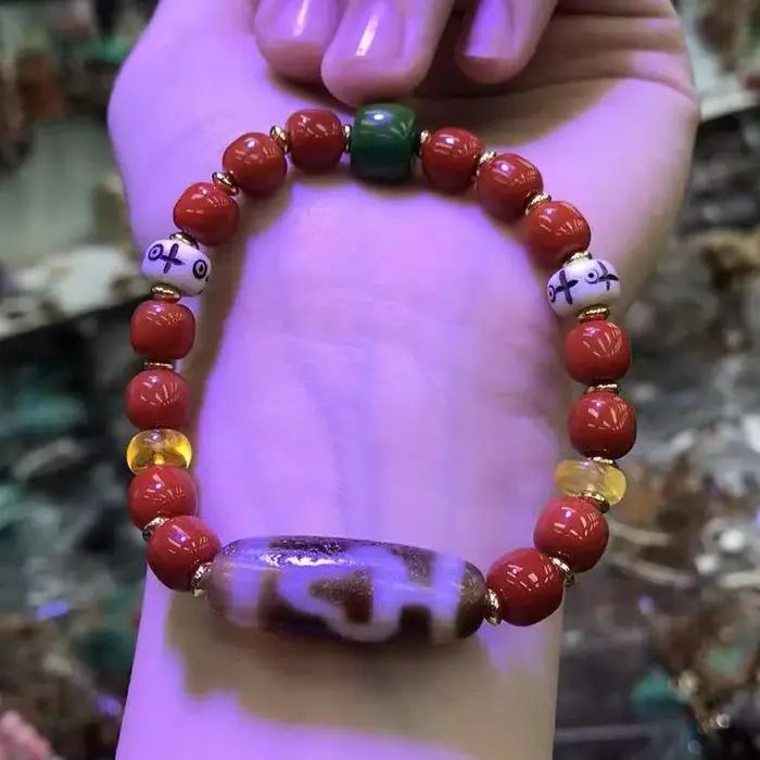 Bracelet en perles d'agate rouge style tibétain pour femmes avec perles Bodhi Dzi pour occasions spéciales elegance et sophistication