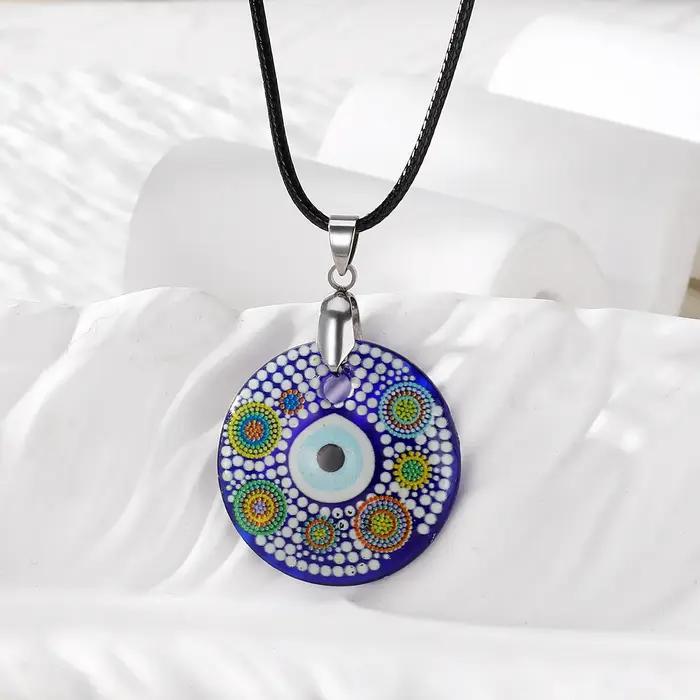 Collier ULBoho Flower Blue Evil Eyes pour hommes et femmes