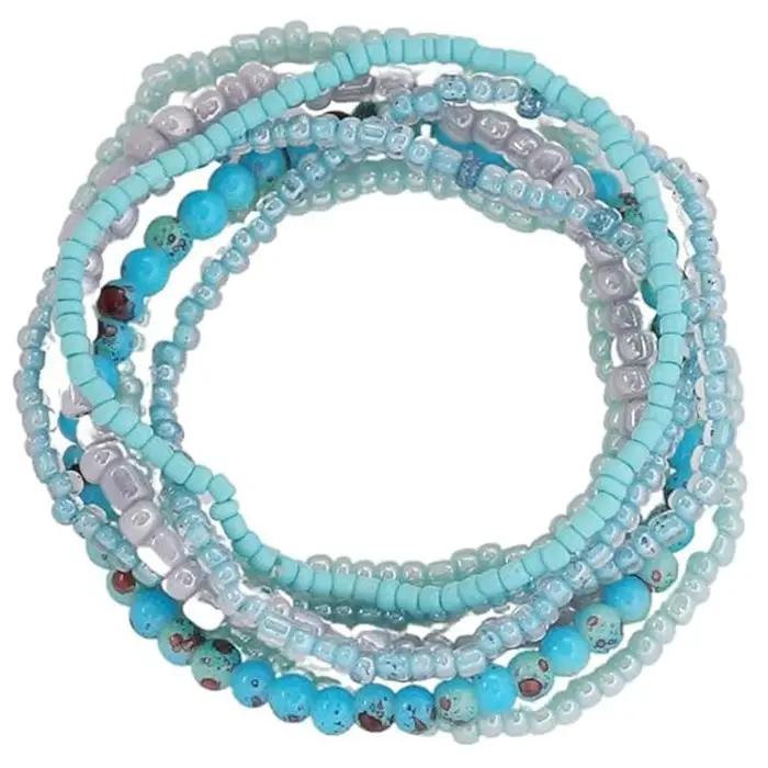 Boho coloré à la main empilable perle Bracelets ensemble multicolore graine couches extensible Brace