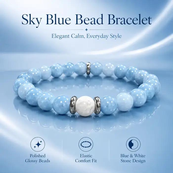 Bracelet de mode pour femme, design perlé fait main de 8 mm – Bijou Chakra pour la paix intérieure et l'équilibre émotionnel – Accessoire de style bohème