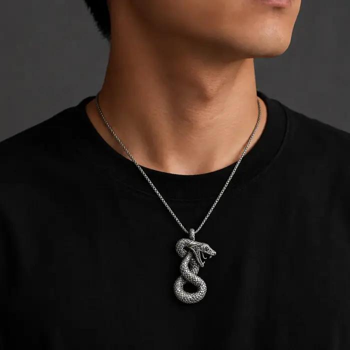 Collier en argent sterling 925 plaqué rhodium style punk avec pendentif animal de compagnie pour homme et femme occasions spéciales