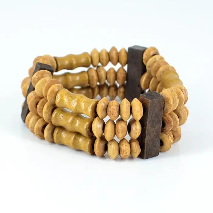 Bracelet perlé en bois ethnique pour homme et femme style traditionnel perles rondes à lacets bijou mode ocassions spéciales