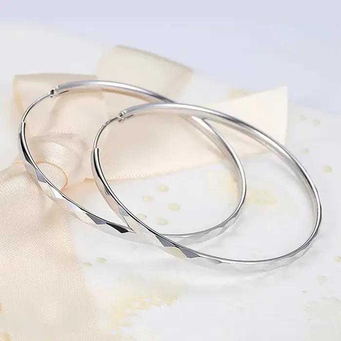 Boucles d'oreilles créoles plaquées or 18 carats pour femmes