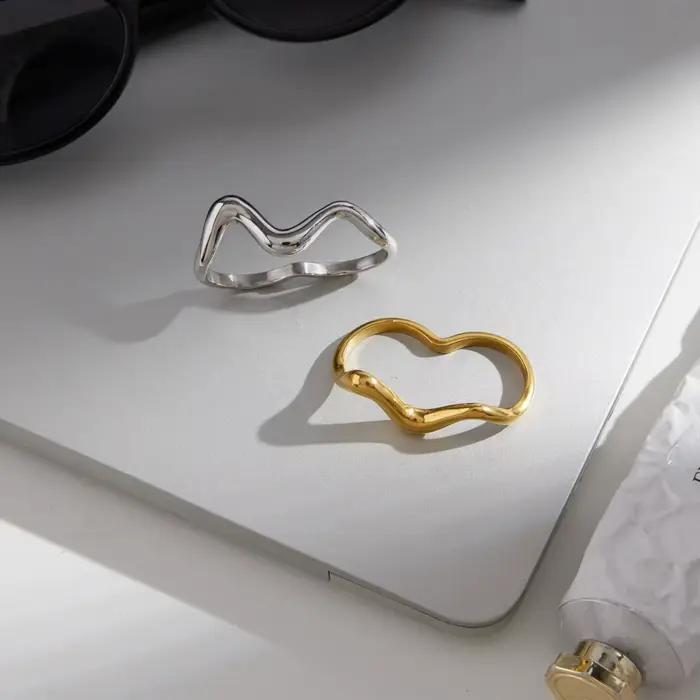 Bague double en acier inoxydable Ars pour femme