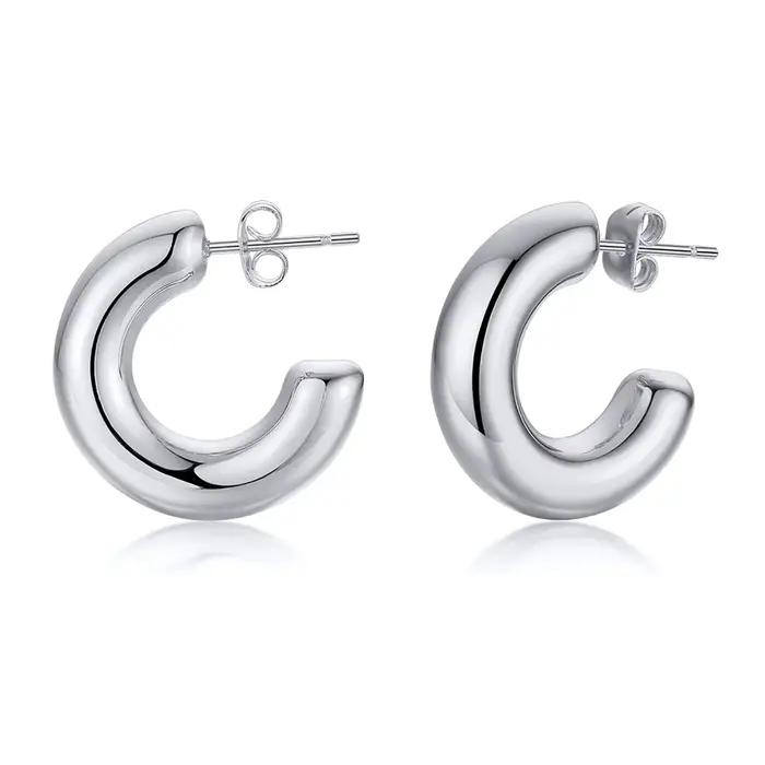 Boucle d'oreille creuse pour femmes, boucles d'oreilles en acier inoxydable, moyen, audacieux, sans