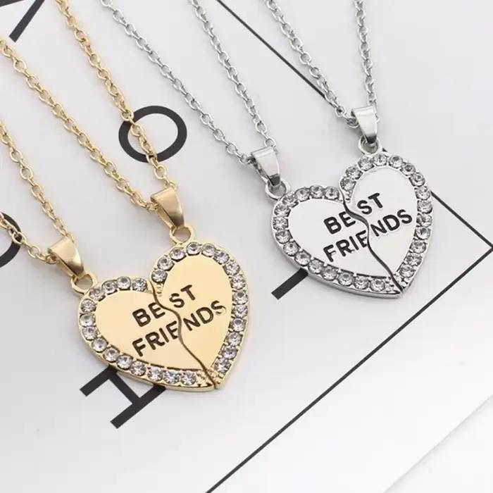 Collier pendentif en forme de cœur pour meilleures amies