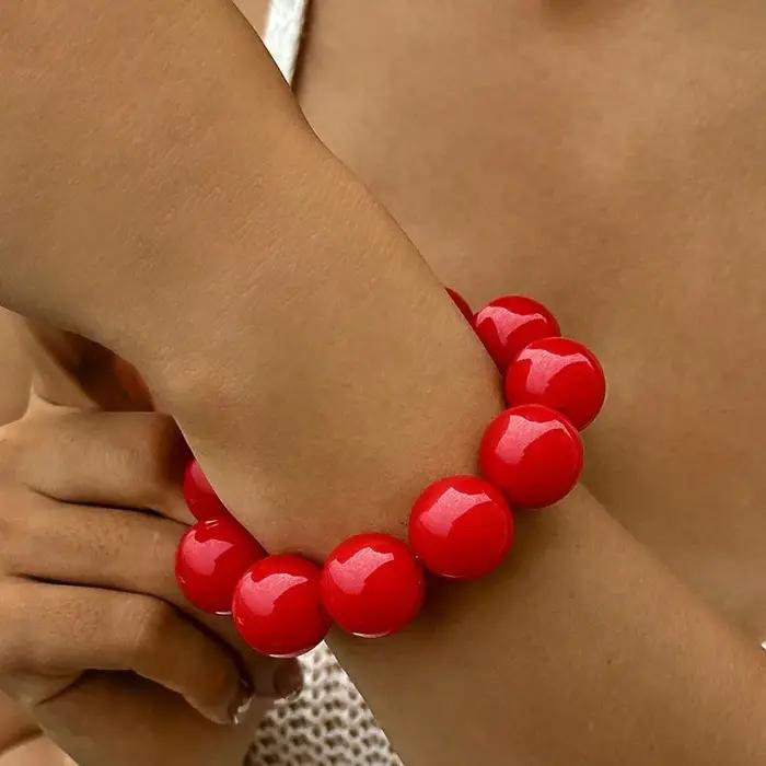 Bracelets colorés en grosses perles pour femmes