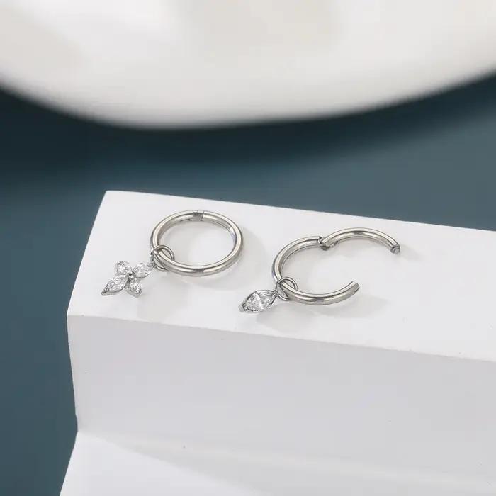 1 pièces titane Zircon pendentif Rook Piercing boucles d'oreilles pour femmes 6/8/10/12mm oreille Cartilage Helix