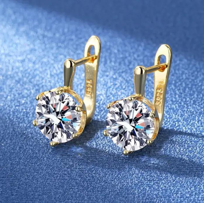 Boucles d'oreilles en argent sterling 925 avec cristaux violets brillants pour femmes