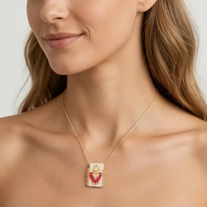 Nidin – collier de perles vintage en forme de cœur sacré