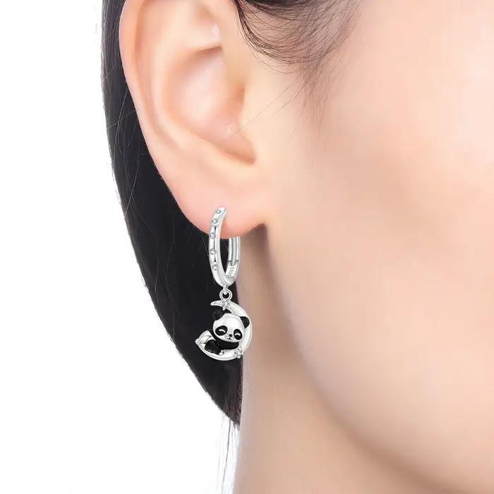 Boucles d'oreilles pendantes en forme de cœur d'éléphant Panda