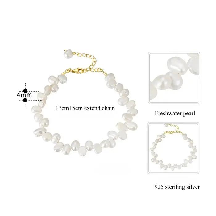 Bracelet en perles d'eau douce baroques Dainashi 4-5 mm