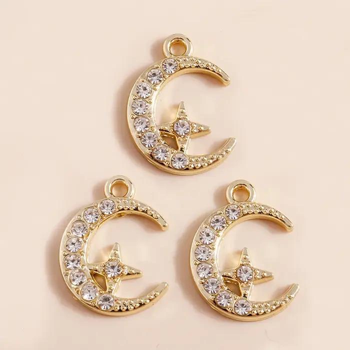 Leslie 5 pièces exquis or argent couleur cristal croissant de lune étoiles breloques pour boucles d'oreilles Bracelet collier bijoux à bricoler soi-même pendentifs