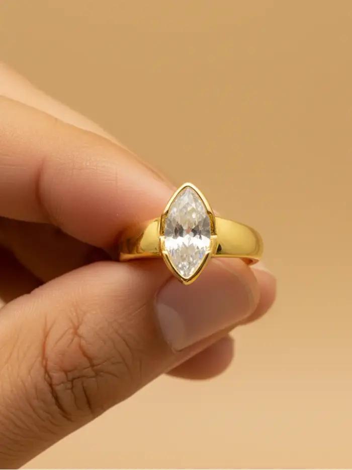 Bague en argent Sterling 925 en Zircon Marquise brillant