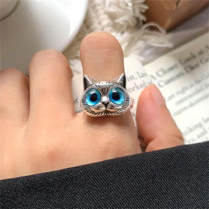 Bague chat en alliage couleur argent pour femmes