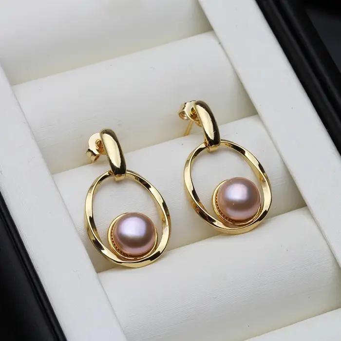 Boucles d'oreilles en perles d'eau douce naturelles pour femmes