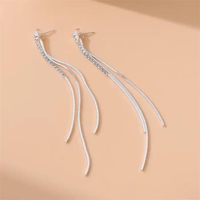 Boucles d'oreilles longues en zircon pour femmes avec chaîne à pampilles, cadeau pour mère, épouse, petite amie ou fille, occasions spéciales comme anniversaire, engagement et mariage