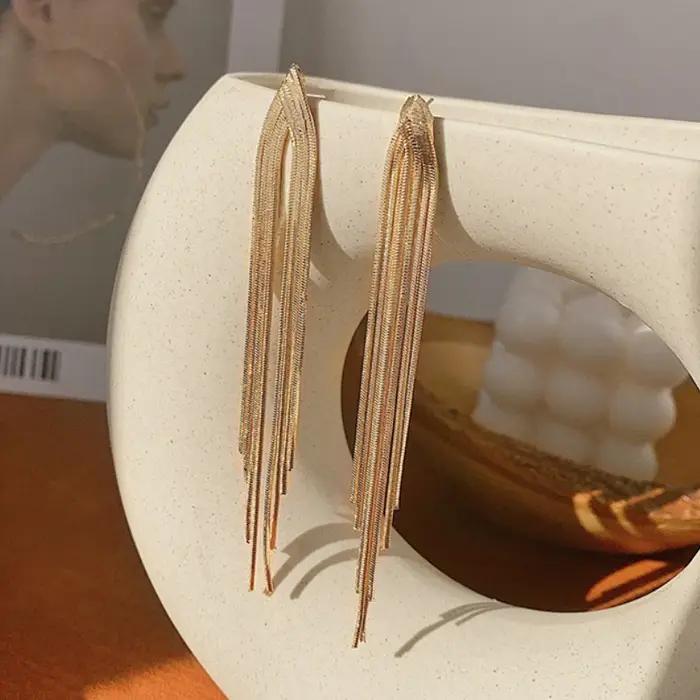 Boucles d'oreilles longues à pampilles en chaîne pour femmes, bijoux de luxe légers, Premium, Design
