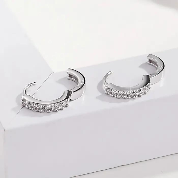 ALIZERO 925 boucles d'oreilles en argent Sterling cristal cercle