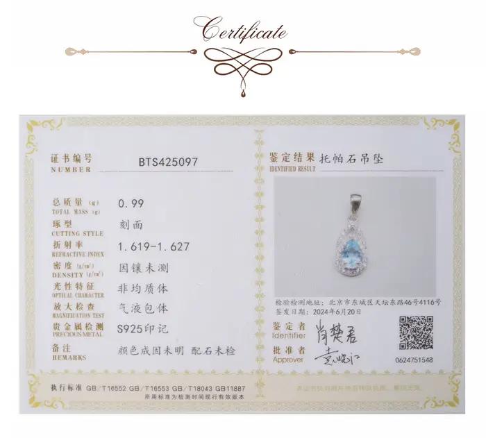 Potiy Pear – collier avec pendentif en topaze bleue naturelle