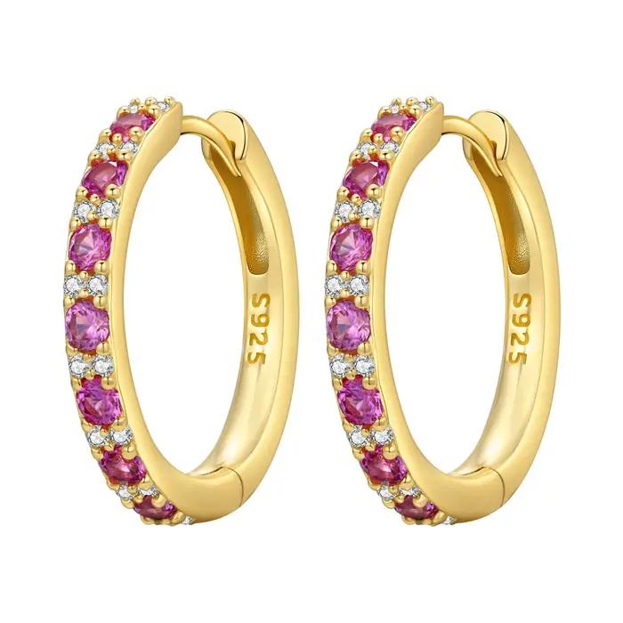 Boucles d'oreilles en argent sterling avec design de zircon rose pour femmes, bijoux originaux pour les occasions spéciales