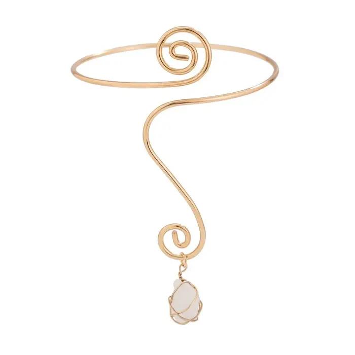 Bracelet de bras bohème en pierres, ajustable, en fer, avec turquoise, chaîne de bras esthétique, spirale pour le bras supérieur