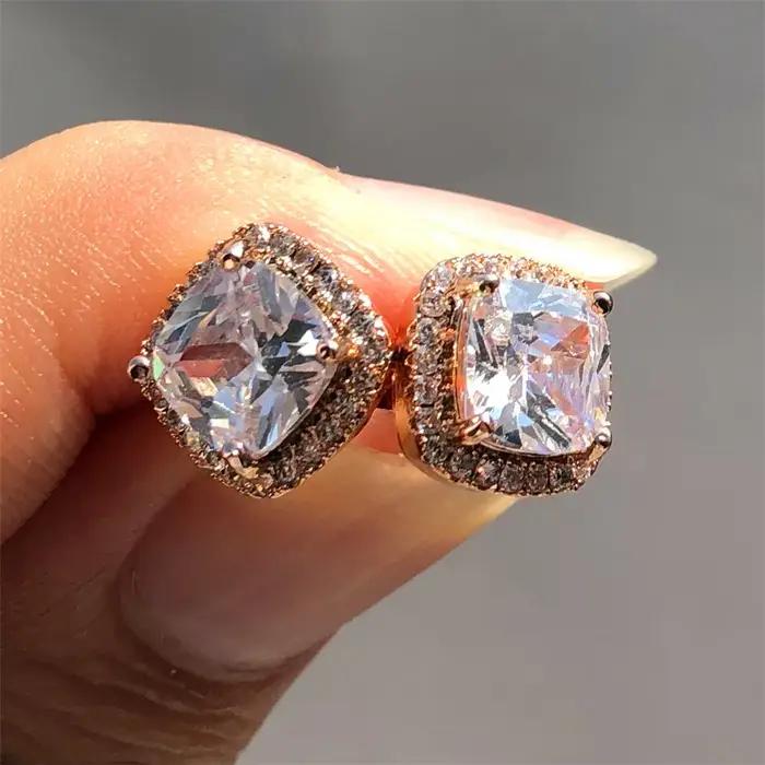 Boucles d'oreilles de luxe en pierre jaune rose pour femmes