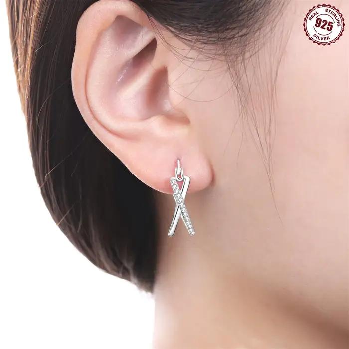 Boucles d'oreilles simples entrelacées en argent sterling 925