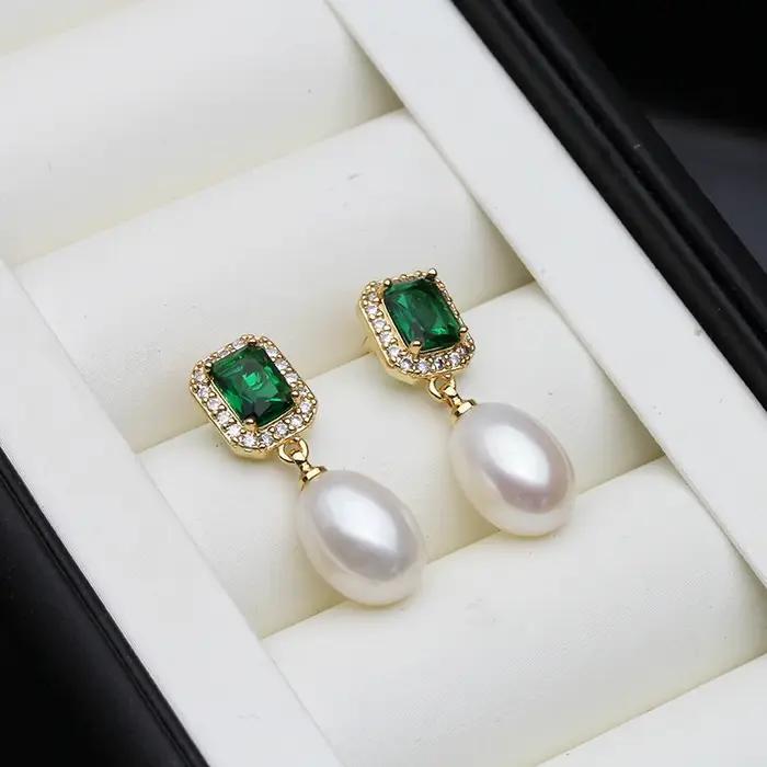 Boucles d'oreilles en perles naturelles pour femmes, bijoux suspendus pour mariage, boucles d'oreill