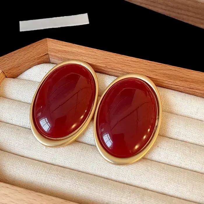 Boucles d'oreilles Vintage en résine rouge pour femmes