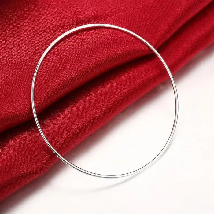 Femmes 925 en argent Sterling fine Simple cercle bracelet bracelet mode fête marques populaires bijoux fille étudiant cadeaux de noël